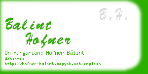balint hofner business card